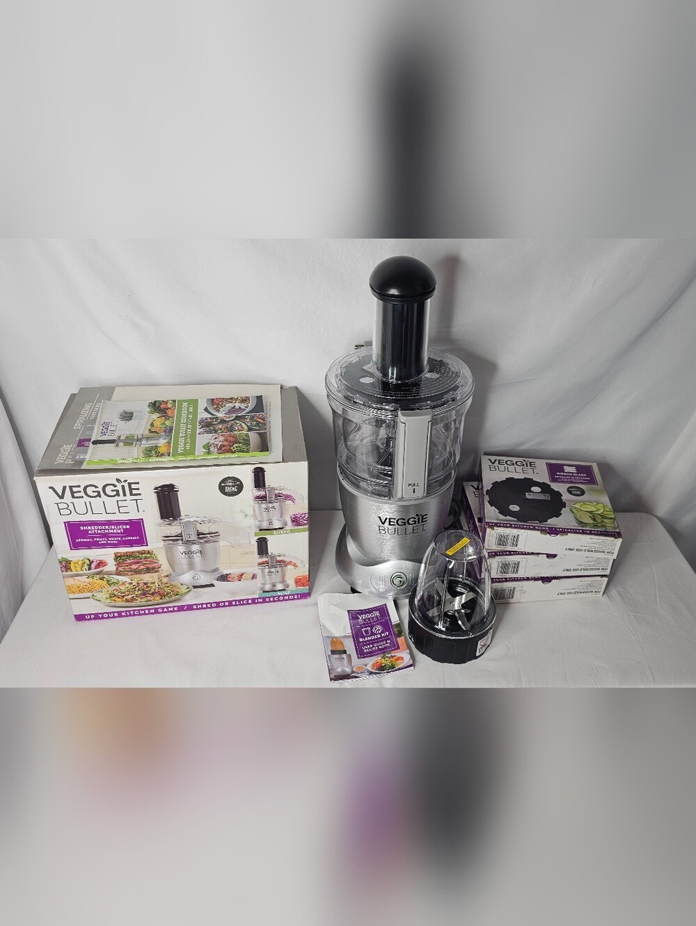 Veggie Bullet Food Processor Spiralizer + BONUS Blender Kit & 3 Extra Blades